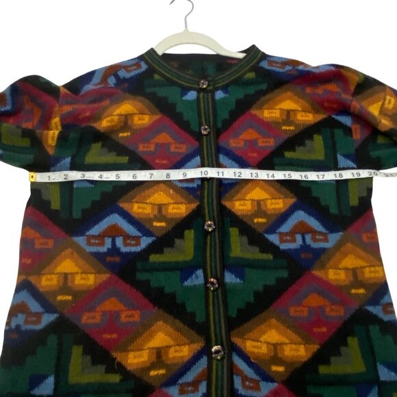Vibrant colorful southwestern tribal artsy Pattern Cardigan Sweater Multicolor - Picture 5 of 9